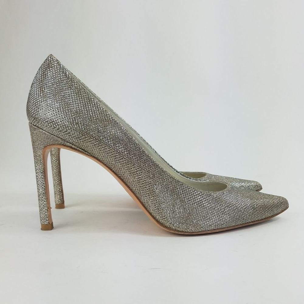 Stuart Weitzman Metallic Glitter Pointed Toe Pumps - image 2